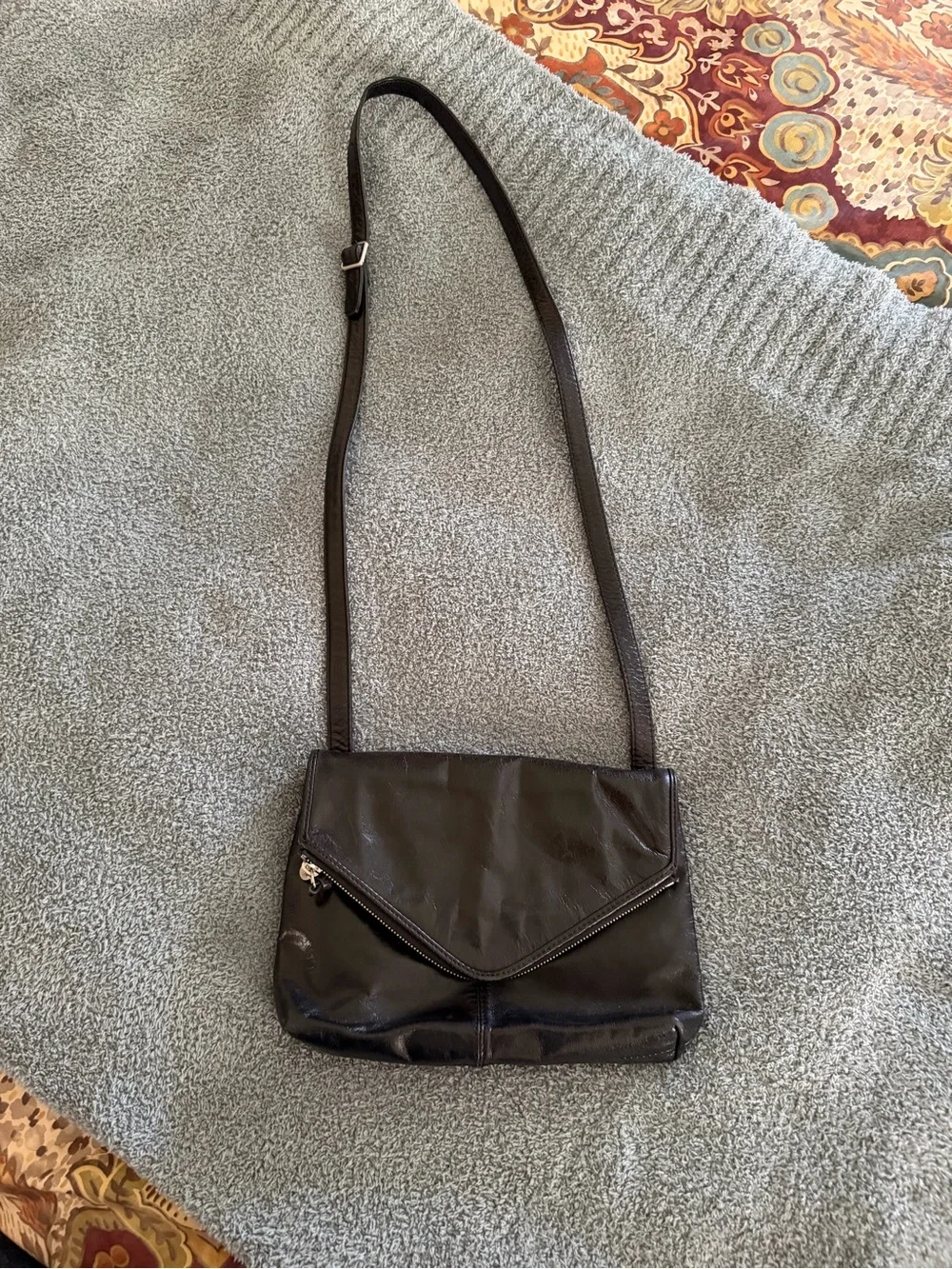 HOBO Black Leather Crossbody Bag Convertible Zip Flap Purse